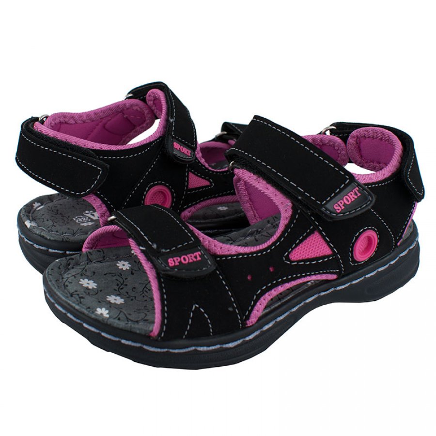 Športové sandále, čierno-ružové