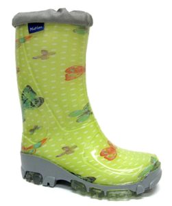 Gumáky, zelené s motýľmi